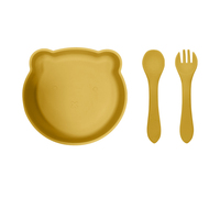 Assiette d'alimentation en silicone écologique sans BPA pour enfants, vente en gros, bol en silicone de qualité alimentaire avec cuillère et fourchette, personnalisable