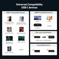 BENFEI USB-C zu HDMI 2.1 Adapter (8K@60Hz, 4K@240Hz, Aluminiumgehäuse, Nylon-Ummantelung) Kompatibel mit iPhone 15/16 Pro/Max