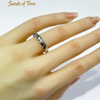 Ensemble de bagues de couple géométriques à facettes, sertissage griffe avec une seule moissanite, en argent 925, bande minimaliste polie, bijoux de doigt assortis