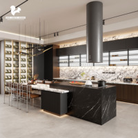 Meuble de cuisine de luxe Aige avec plan de travail en marbre pour mobilier modulaire Vallid, personnalisation complète de la maison, fabricant de meubles