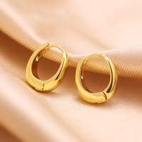 Boucles d'oreilles créoles ovales épaisses minimalistes à clipser, lisses et polies, plaquées or 18 carats, pour femme, empilables, bijoux d'oreille tendance pour le quotidien
