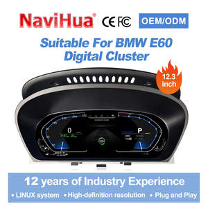 NaviHua - Velocímetro Digital LCD de 12.3 Pulgadas con Carplay, Nuevo Instrumento para BMW Serie 5 E60 2003-2010 - Product Image 1