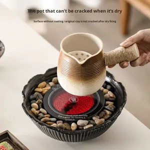 Olla <span class=keywords><strong>de</strong></span> Cerámica <span class=keywords><strong>con</strong></span> Asa Lateral <span class=keywords><strong>de</strong></span> Bambú para Hornear, Preparar Té <span class=keywords><strong>con</strong></span> Leche, <span class=keywords><strong>con</strong></span> <span class=keywords><strong>Filtro</strong></span>, Diseño Moderno y Minimalista, Origen China, para Cocina Exterior - Product Image 2