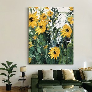 Sunflower Oil Painting Hand Painted Impressionism Style Modern Living Room Sofa Background Wall Art Decor - Product Image 2