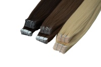Extensions de cheveux européennes en ruban PU, 100 % cheveux humains vierges Remy, double épaisseur, longueurs variées, finition douce et lisse, vente en gros