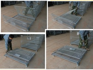 Jaula Metálica Plegable de Malla de Alambre de Acero Galvanizado con Cierre de Hebilla y Ruedas de 4 Pulgadas para Almacenamiento en Almacén - Product Image 4