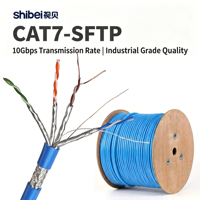 Kabel CAT7 SFTP Standar 10Gbps 600MHz 23AWG Tembaga Murni Berpelindung untuk Proyek Kabel Ethernet Cat 7