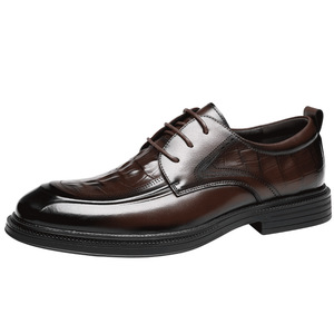 Fapai Men's Leather Oxfords Brown Formal Business <b>Shoes</b> Lace-Up Office Wear Durable <b>Comfortable</b> Commuter Style - Product Image 5