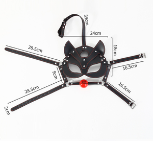 Masque de renard en cuir réglable avec gag buccal et morsure en silicone, cagoule BDSM, jouet sexuel pour adultes, dispositif de retenue - Product Image 6