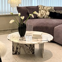 Table basse moderne personnalisée en marbre Calacatta, plateau en pierre de luxe pour salon, villa et hôtel