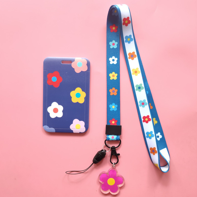 Fashion Flowers High Quality ABS Plastic Badge ID Card Case Holder Student Name Tag Cards Cover With Lanyards Wholesale Custom Image 4
