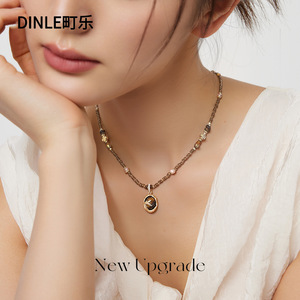 สร้อยคอทองแดงลายตาเสือ Dinle สีเมลลาร์ด ประดับลูกปัด ดีไซน์เรขาคณิตแบบไม่สมมาตร ของขวัญเครื่องประดับ - Product Image 2