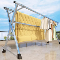Porte-vêtements pliant en acier inoxydable en forme de X, rétractable, pour balcon et extérieur
