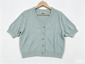 เสื้อสเวตเตอร์ถักแขนสั้นผู้หญิง สีพื้น ถักด้วยคอมพิวเตอร์ คอกลม น้ำหนักเบา ใส่ได้ทุกวัน - Product Image 3