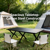 Ensemble de table et de chaises de camping pliables en métal à hauteur réglable avec design à panneaux - Meubles de pique-nique portables pour l'extérieur