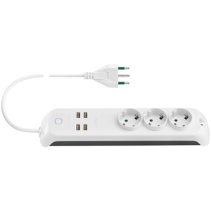 Power Strip 3 Schuko 4 <b>USB</b> WiFi Smart <b>Plug</b> 16A 33cm White - Product Image 1
