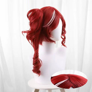 Fibre Synthétique Jeu Prêtresse Cosplay Perruque Rouge Fiona Crimson Anime <span class=keywords><strong>Queue</strong></span> <span class=keywords><strong>De</strong></span> <span class=keywords><strong>Cheval</strong></span> Vague Naturelle Synthétique Dentelle Casque Perruque pour Perruque - Product Image 2