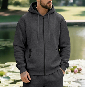 Sweat-shirt en polaire pour homme de haute qualité, automne et hiver, couleur unie, à capuche, sweat-shirt décontracté pour homme, sport - Product Image 4