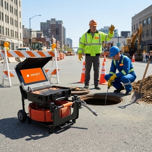 Caméra d'inspection des canalisations AMJET R22MAX à double câble 1080P, appareil de relevé des drains pour la détection des égouts municipaux - Product Image 4