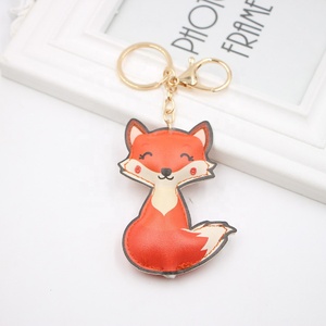Promotional Pu Leather Back to School Gift for Students <b>Key</b> <b>Rings</b> Cotton Filled Leather Car <b>Key</b> Chains Cartoon Fox <b>Key</b> Chain - Product Image 1
