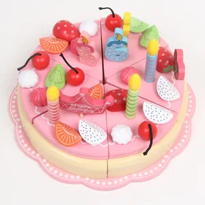 卸売多機能48PCSDIY子供フルーツ誕生日ケーキ木製おもちゃ工場直接モンテッソーリ木製おもちゃ