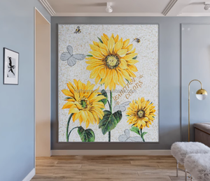 The <strong>Sunflower</strong> Art <strong>Mosaic</strong> Mural Hand Cutting <strong>Mosaic</strong> Pattern for Hotel Mall Bathroom Living Room Dining Room Wall Decoration - Product Image 2
