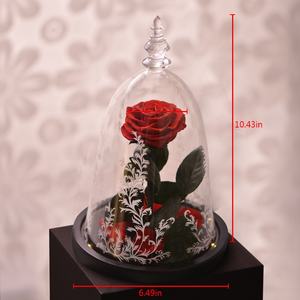 Cadeaux de saint-valentin, la <span class=keywords><strong>belle</strong></span> et la bête, cadeaux de Roses enchantées, cloche en verre, dôme pour toujours, Roses en dôme de verre, vraies fleurs tactiles - Product Image 6