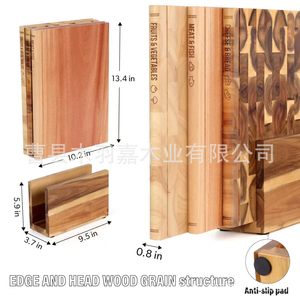 Juego de Tablas de Cortar de Madera de Acacia, 3 Piezas, en Forma de Libro con Soporte, Tabla de Cortar de Madera Maciza para Cocina, Multifuncional, Antiolor - Product Image 3