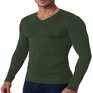 T-shirt de compression à manches longues et col rond pour homme, coupe ajustée, en Spandex/Polyester écologique, séchage rapide, idéal pour l'entraînement - Product Image 1