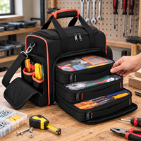 Sac de transport robuste pour électricien avec logo personnalisé, 3 compartiments amovibles, organisateur multi-poches, sac à bandoulière, vente en gros
