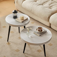 Table à thé en bois en forme d'anneaux d'arbre moderne deux tailles ensembles de table d'appoint en noyer café pour la maison meubles de salon canapé à vendre