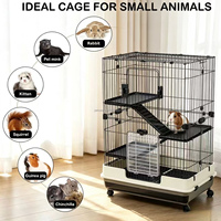 Cage à animaux multi-niveaux en métal sur roulettes pour lapin, cochon d'Inde, chinchilla, furet, écureuil, chaton