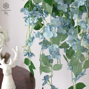 Hortensia feuilles de lierre artificielles vignes lierre artificiel soie fausse vigne artificielle suspendue avec ros - Product Image 1