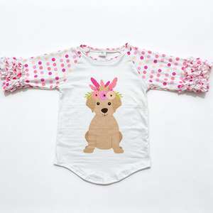 Camiseta de Manga Corta/Larga con Estampado de Leche de Seda para Niños, Diseño de Animales Lindos, con Volantes, para Bebés y Niños Pequeños, Tops de Otoño - Product Image 1