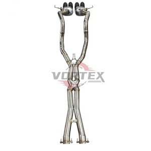 Échappement arrière à soupapes en acier inoxydable Vortex pour Corvette C7 6.2L avec tube intermédiaire en X et embouts centraux quadruples en carbone - Product Image 2