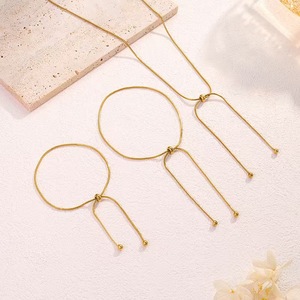Stylish Simple Women's Snake Bone Chain Necklace 18K Gold Stainless Steel Pull-out Design Necklace <b>Bracelet</b> <b>Anklets</b> - Product Image 1