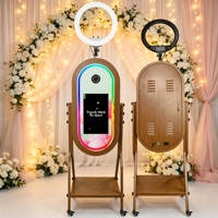 Cabina de Fotos con Espejo de Madera Vintage de 21.5 Pulgadas, Soporte para Impresora, Pantalla Táctil LCD, Carcasa para Cabina de Fotos DSLR con Cámara para Bodas