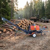 Procesador de Leña Eléctrico de 7.5KW, Rajadora de Troncos de 12 Toneladas, Maquinaria Forestal, Máquina Rajadora de Madera de 380mm con Transportador