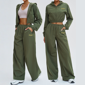 Custom logo Summer Women Anti Uv Sunscreen Sport Clothes Two Pieces Sets Windproof Zipper Jacket Outdoor Jogging Tracksuits