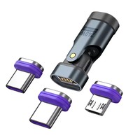 Adaptor Magnetik 3 in 1 240W 180 Derajat Tipe-C 16pin C ke Micro USB-C I-Product Pengisi Daya Cepat & Konverter Sinkronisasi Data