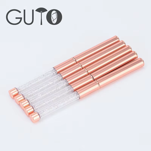 Suministros de uñas de alta calidad, venta al por mayor profesional, juego de pinceles de belleza para decoración de uñas, esmalte de uñas con mango de Metal de Color oro rosa - Product Image 6