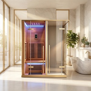 Sauna de Sal de Haloterapia de Espectro Completo con Infrarrojos, Baño de Sauna Exterior, Sauna Combinada de Madera para Exteriores, Cabina de Ducha de Vapor - Product Image 1
