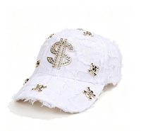 Casquette de baseball en jean déchiré populaire avec motif dollar, personnalisable multicolore