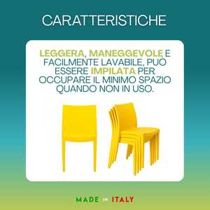 Sedia da Giardino in Polipropilene Giallo 49x51x80 Cm Impilabile per Esterni - Product Image 3