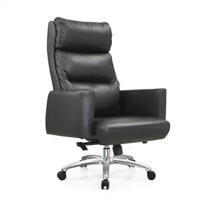 현대 럭셔리 디자인 진짜 암소 가죽 사무실 의자 인체 공학적 회전 의자 집행 의자
