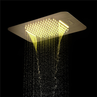 Système de douche à LED avec commande par téléphone, finition or brossé, ensemble de douche thermostatique