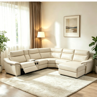 Ensemble de canapés sectionnels modernes en tissu en forme de L pour salon, avec console, haut-parleur Bluetooth et chaise inclinable