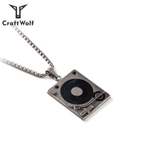 Craft Wolf Hip Hop gioielli Vintage moda uomo donna Designer personalizzato musica grammofono <span class=keywords><strong>collana</strong></span> ciondolo a catena - Product Image 3