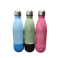 Botol minum Bluetooth nirkabel, pengeras suara dinding ganda terisolasi vakum Stainless Steel