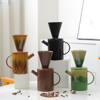 Filtre à café en céramique mate pour infusion, avec pot de service, décor minimaliste d'éléphant de désert, outil de préparation du café pour la maison